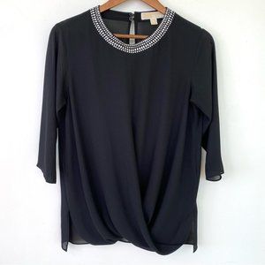 Elegant Black Beaded Women's Top